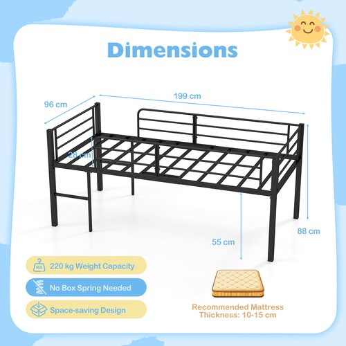 Single size low loft bed - loft, metal
