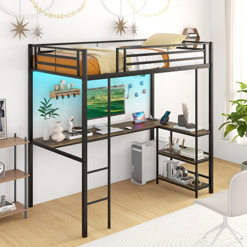 Loft bed with - loft, desk