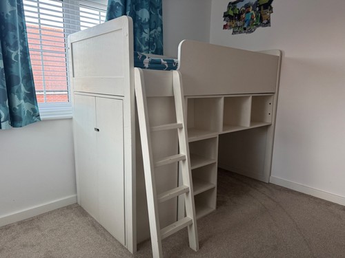 White loft bed with - white,
