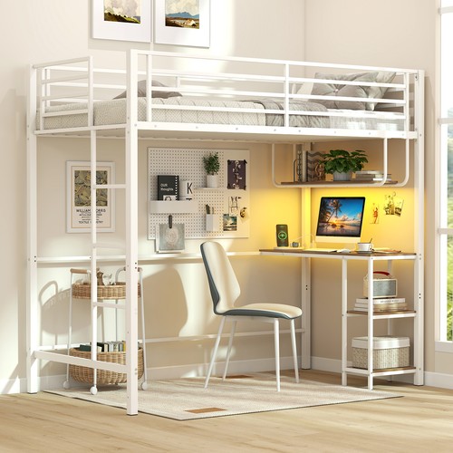 Natural metal loft bed frame - metal,