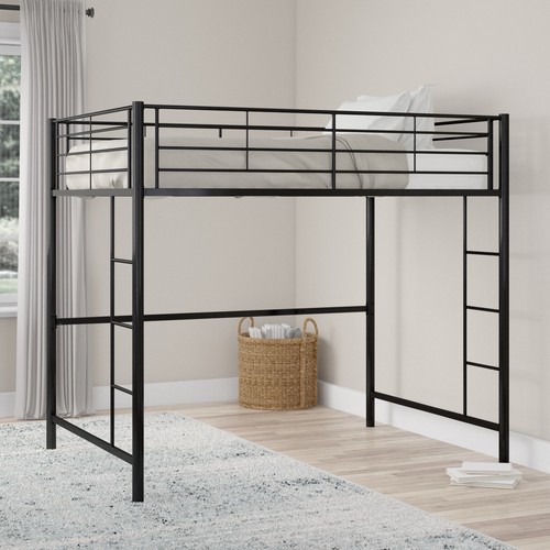 Black loft bed - , brushed