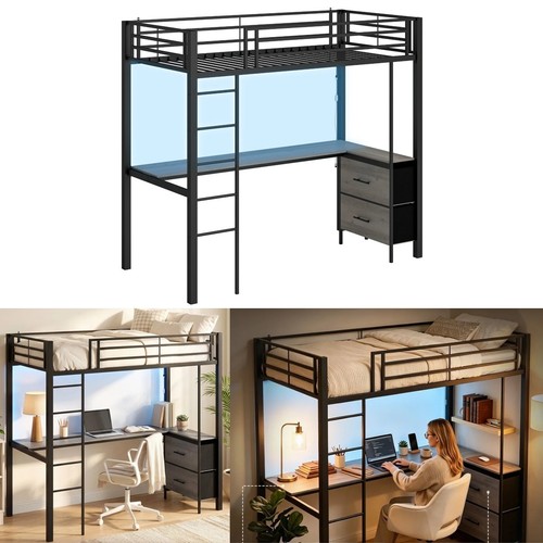 Metal high sleeper bed with - high,