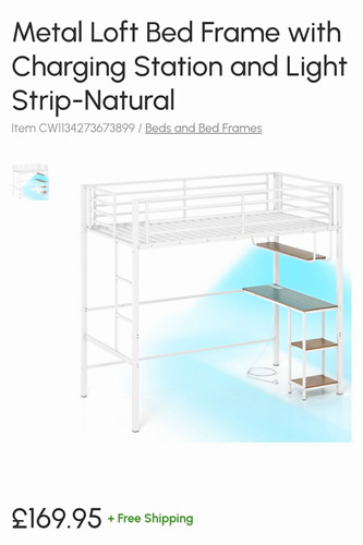 Metal loft bed frame - metal, with
