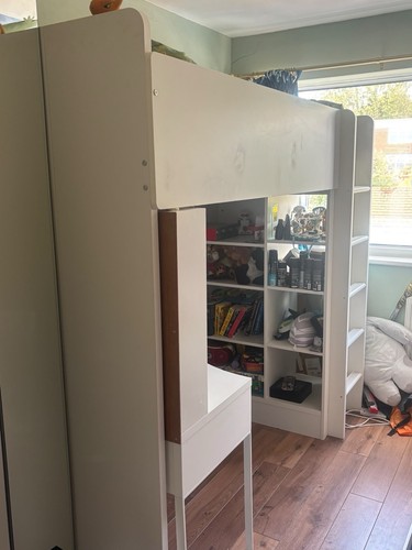 Children white wooden loft - white,