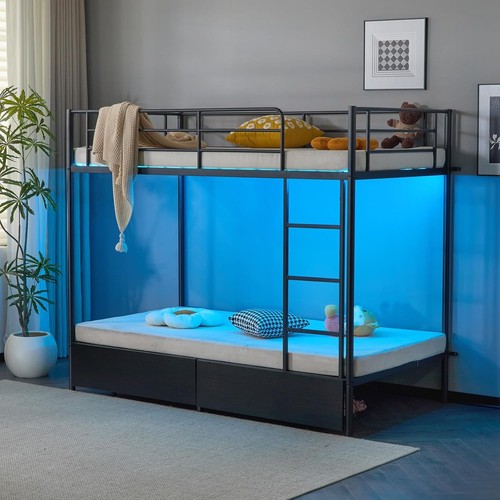 Metal bunk bed single - bunk, over