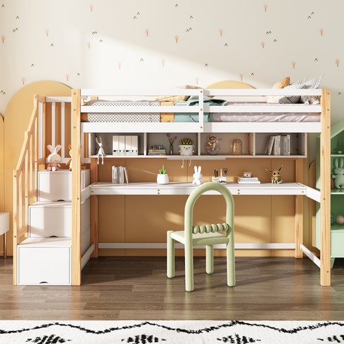 Bunk bed with desk and - bunk,